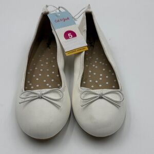 Cat & Jack white Ballet Flats with Bow Accent- 5